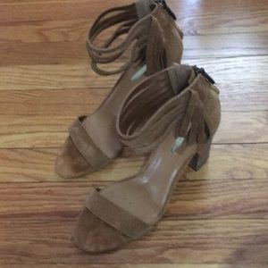 BCBG Brown Zip Sandals with Tassel Detail